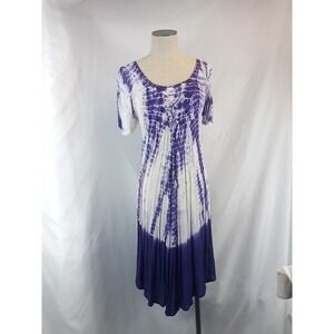 VTG Ocean Breeze Dress Womens Regular Free Size Purple Tie Dye Boho Hippie Dress